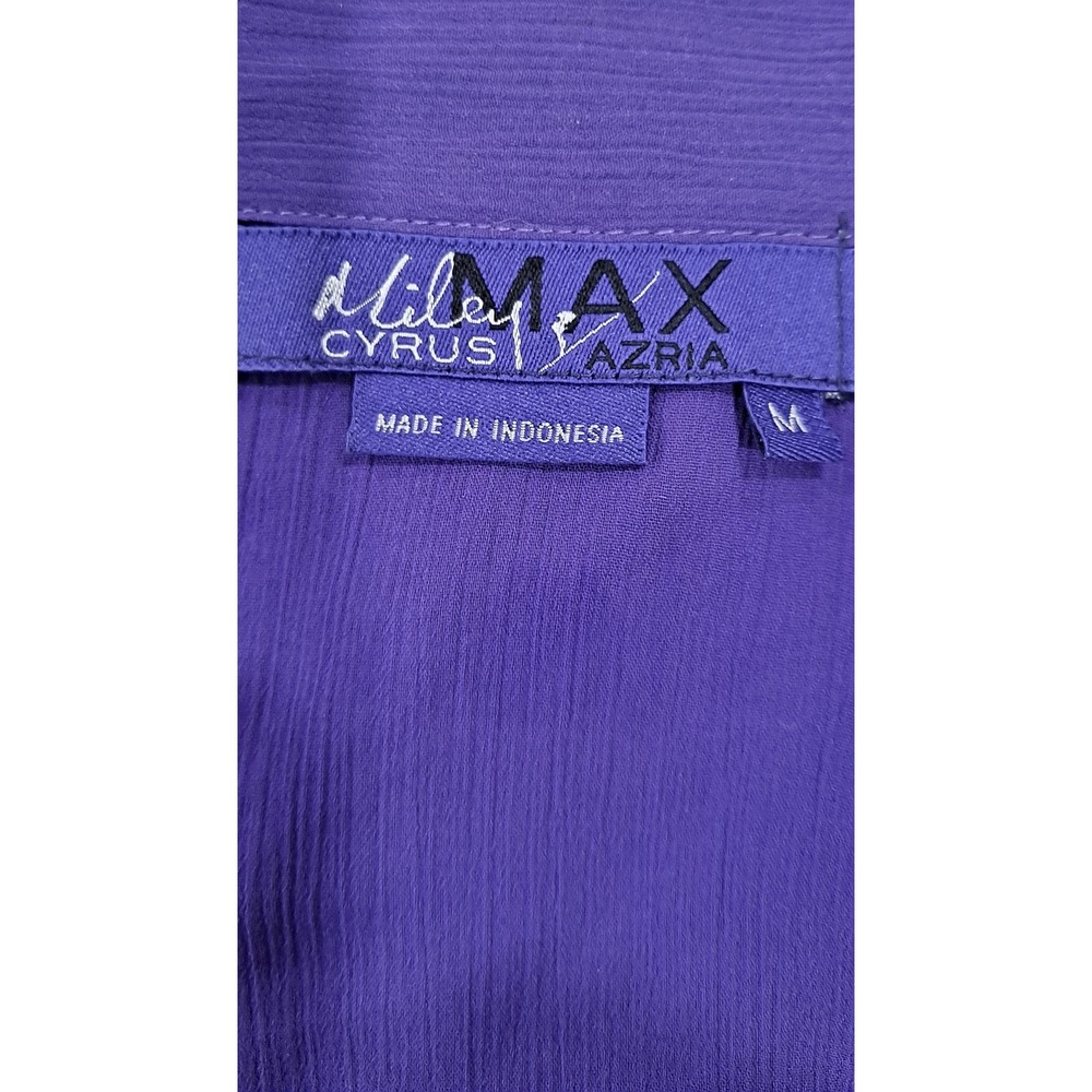 Miley Cyrus & Max Azria Button Up Shirt Women M Y2k Ruffle Blouse Purple - Picture 5 of 5